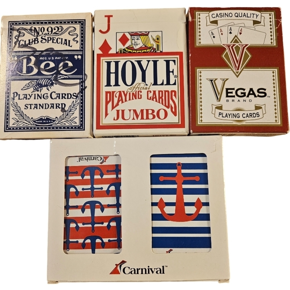 4 Piece collection of several brands of playing card decks